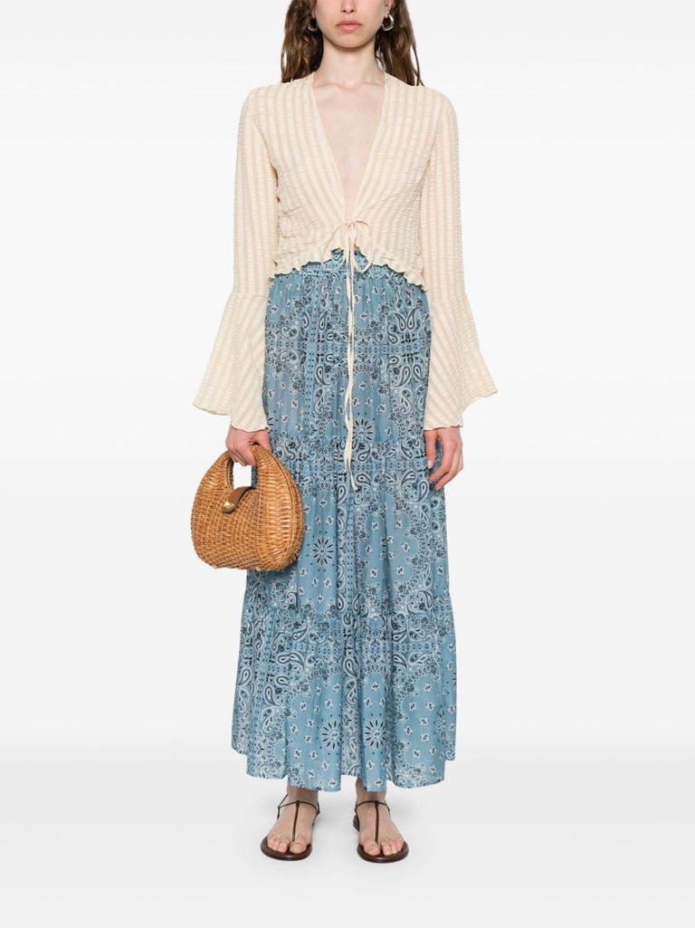 スカート MC2 Saint Barth CHEYENNE - Long skirt in cotton and silk. Cheyenne' blue cotton long skirt