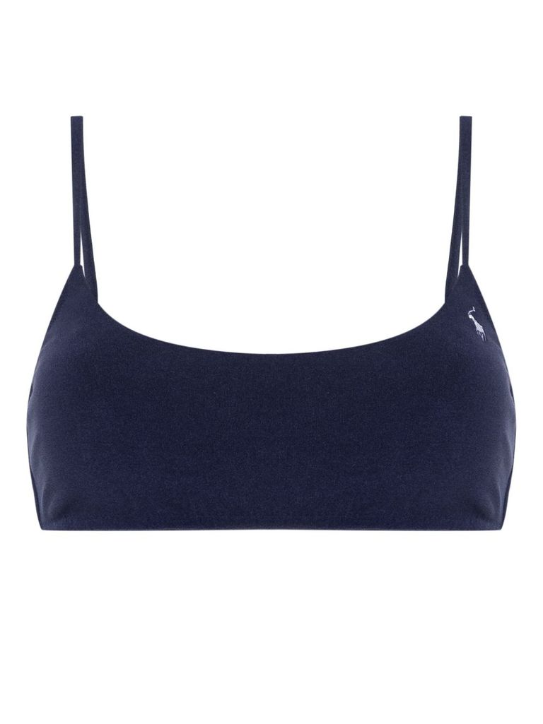 Shop Polo Ralph Lauren Navy Blue Top Bikini Top With Logo