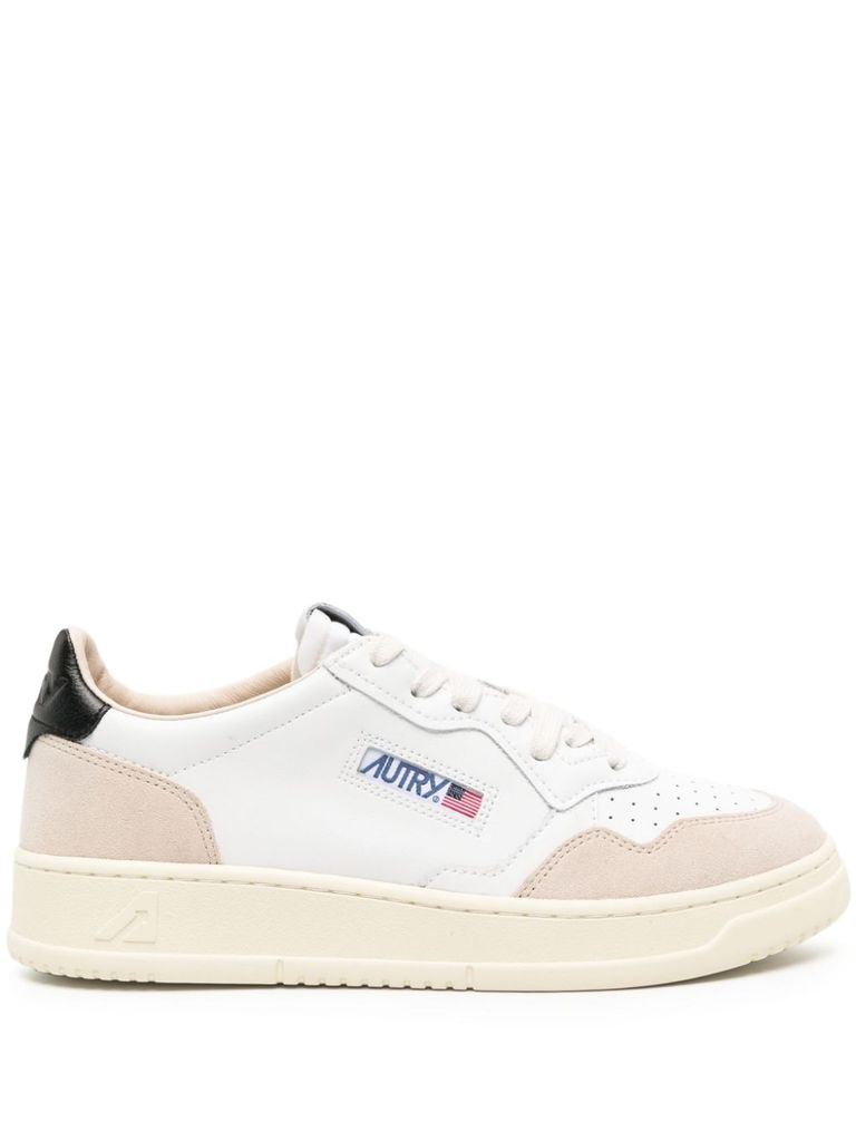 Autry 'medalist' White Low Top Sneakers With Beige Suede Details