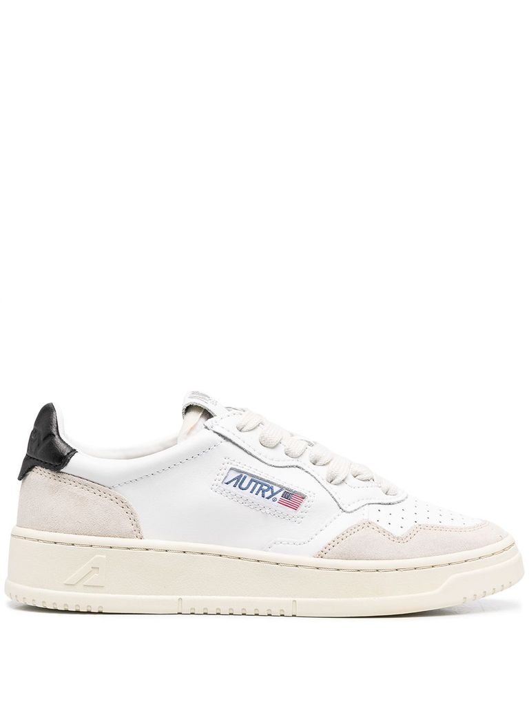 Shop Autry 'medalist Low' Sneakers In White Leather With Suede Inserts