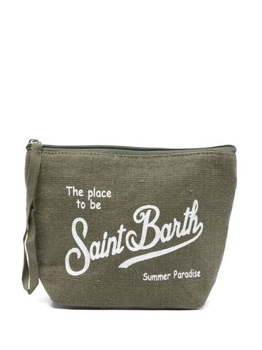 MC2 SAINT BARTH - 'Aline Linen' olive green clutch bag