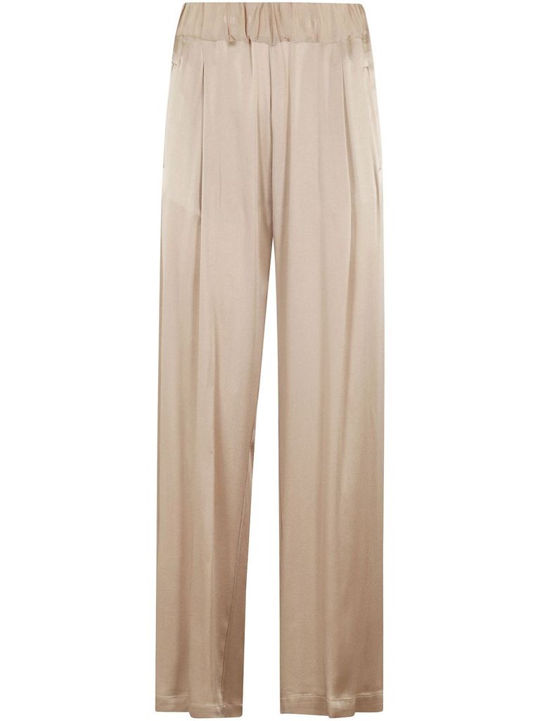 Shop Semicouture 'johnny' Trousers In Beige Silk Blend