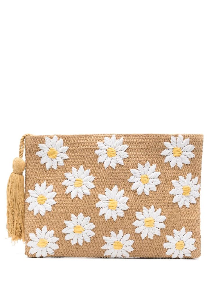 MC2 SAINT BARTH 'STRAW POUCH' LIGHT BEIGE CLUTCH BAG 