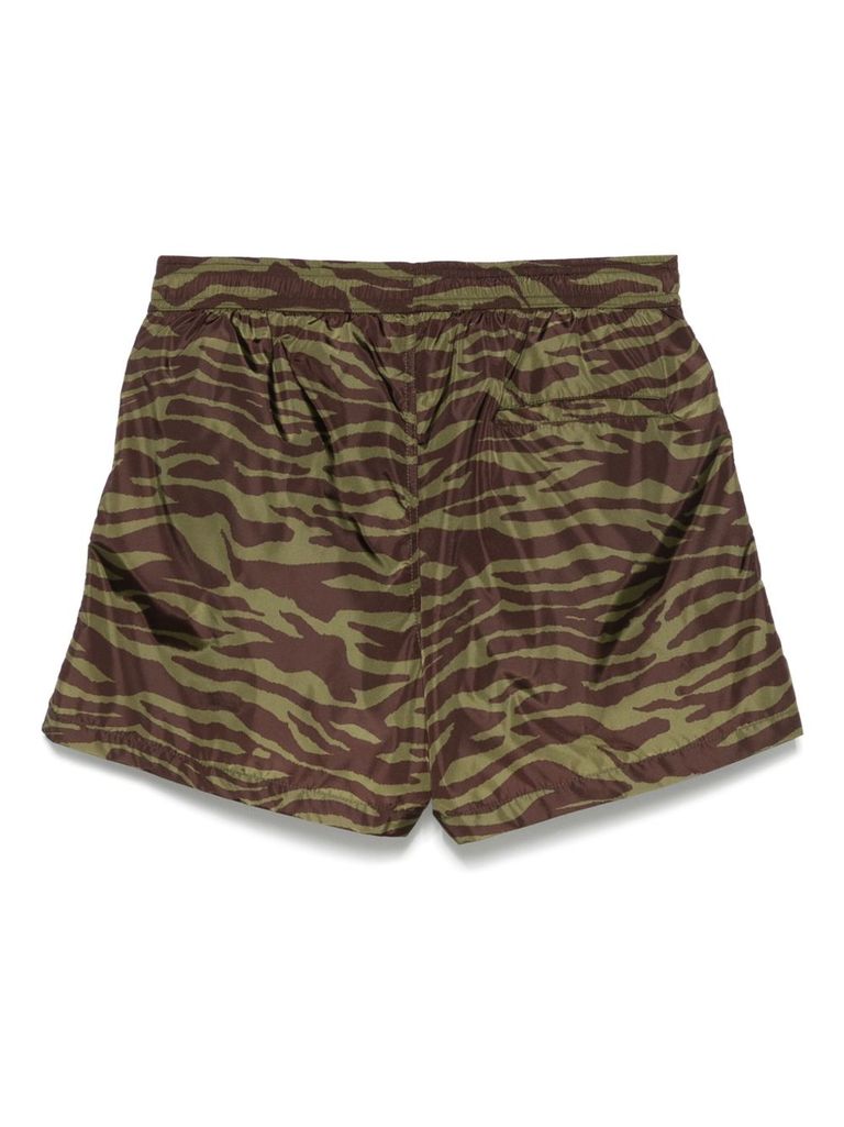 Shop Attico Brown And Dark Green Shorts
