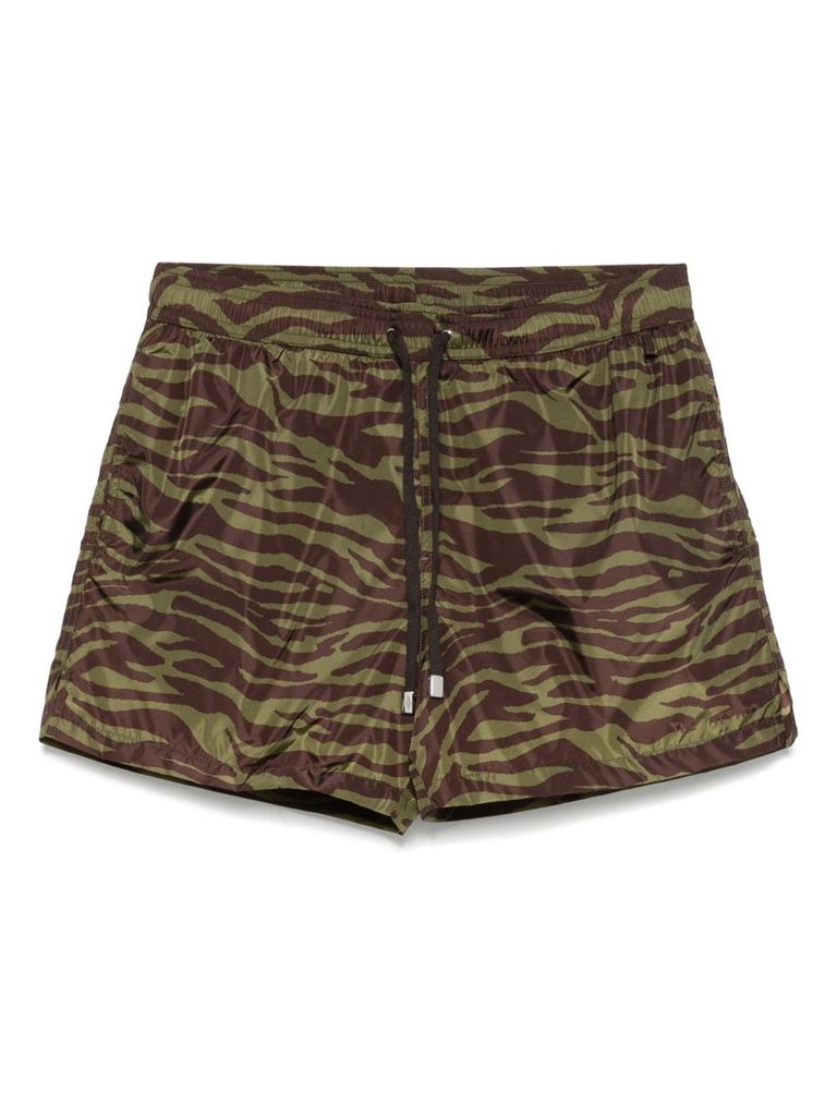 Shop Attico Brown And Dark Green Shorts