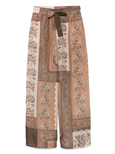 ZIMMERMANN - Trousers con stampa bandana in seta marrone