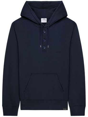 COURRÈGES - Felpa con cappuccio in cotone blu navy