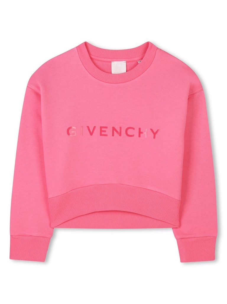 スウェット・トレーナー GIVENCHY BMJ0HC 3YMG 657 Sweatshirts Pink Logo print crop sweatshirt