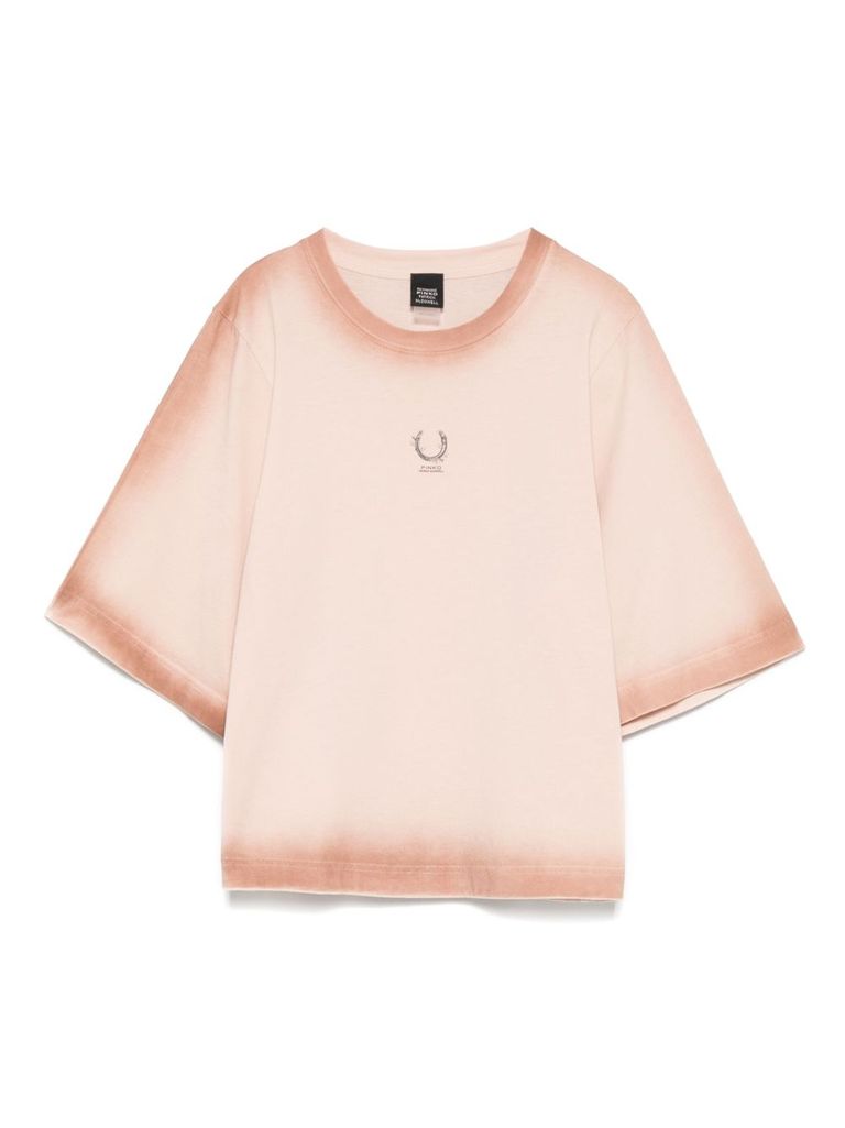 Shop Pinko 'trophy' Blush Pink Cotton T-shirt