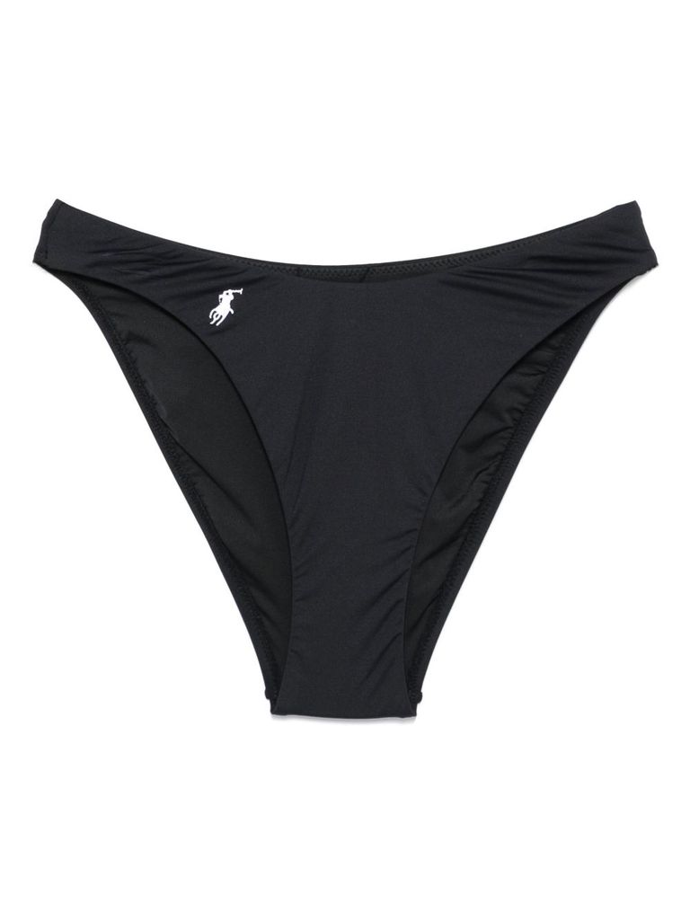 Shop Polo Ralph Lauren Black High Waist Bikini Bottom With Logo