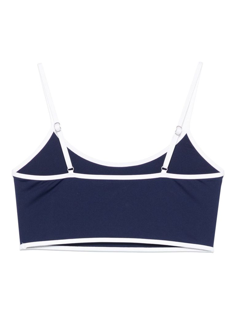 Shop Polo Ralph Lauren Navy Blue Bikini Top With Logo