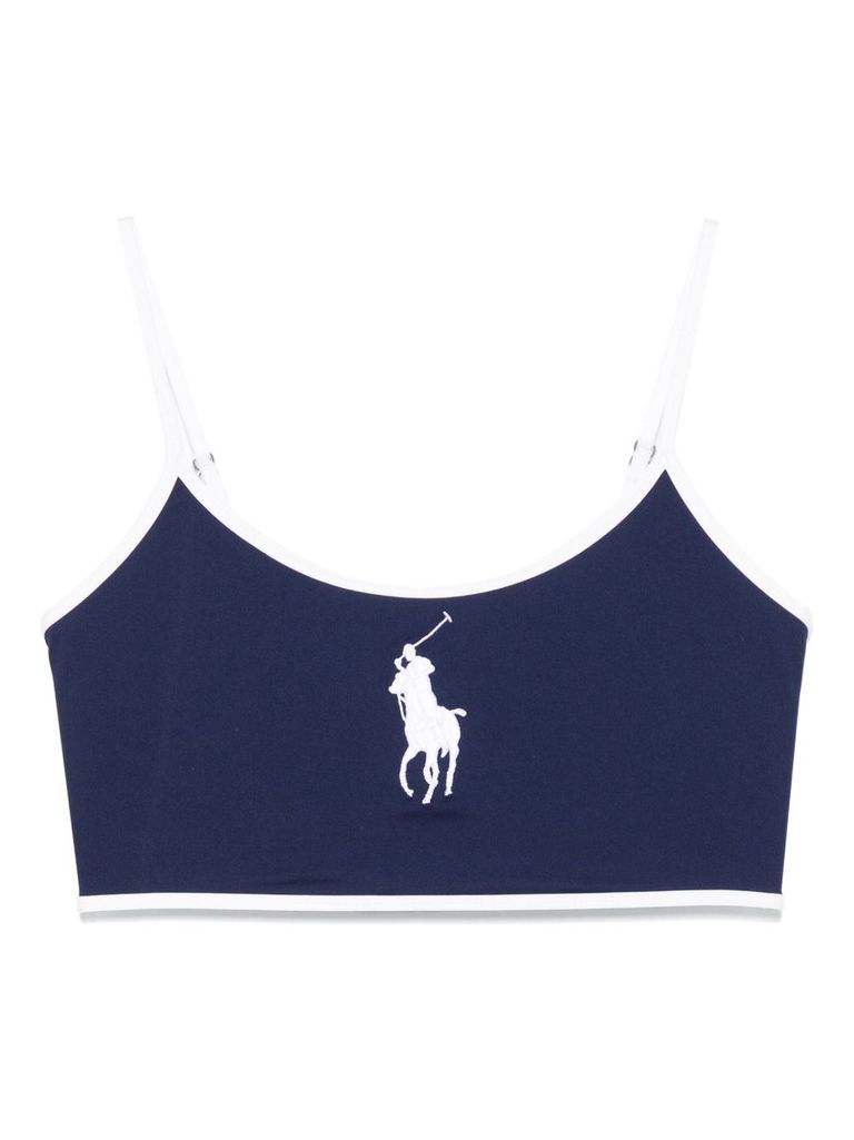 Shop Polo Ralph Lauren Navy Blue Bikini Top With Logo