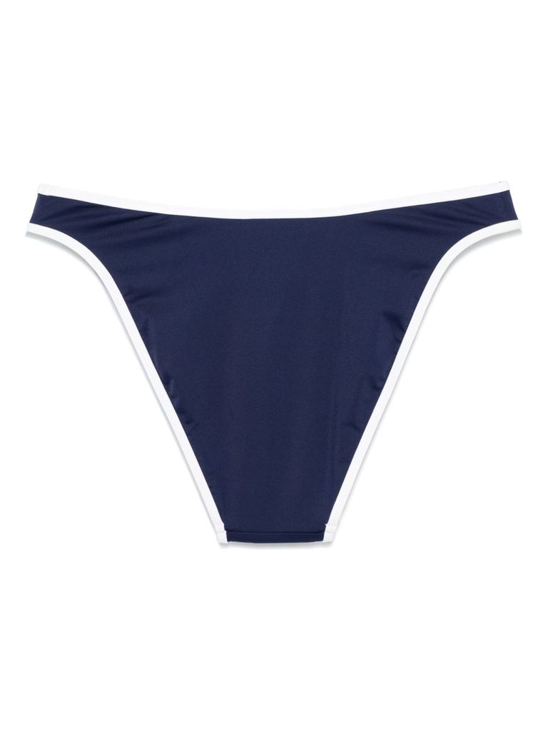 Shop Polo Ralph Lauren Navy Blue High Waist Bikini Bottom With Logo