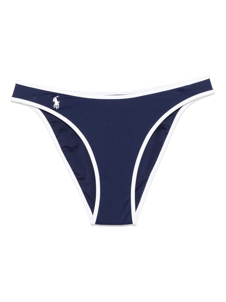 Shop Polo Ralph Lauren Navy Blue High Waist Bikini Bottom With Logo