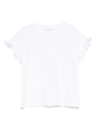 LARANJINHA - T-shirt in cotone bianco con dettagli arricciati