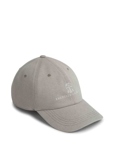 BRUNELLO CUCINELLI - Cappello da baseball beige con logo stampato