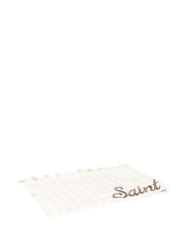 MC2 SAINT BARTH - 'Foutas Light' beige stripe beach towel with logo
