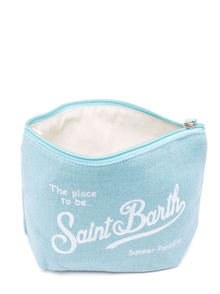 Aline Linen' light blue linen clutch bag