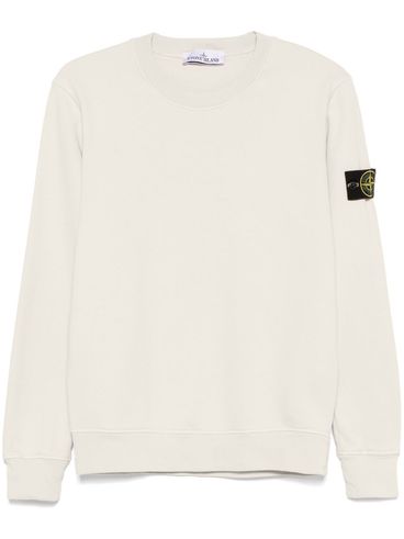 STONE ISLAND - Felpa in cotone color avorio