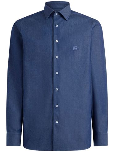 ETRO - Camicia in cotone blu navy