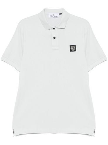 STONE ISLAND - Polo in cotone azzurro cielo con maniche corte