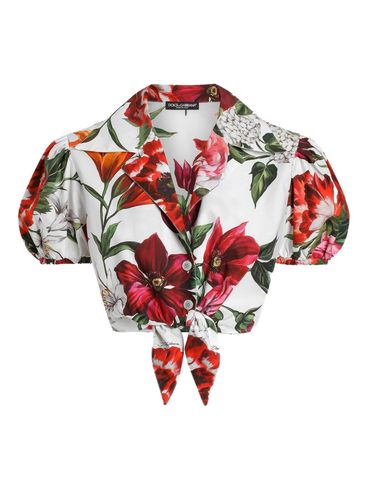 DOLCE & GABBANA - Floral print cotton crop shirt