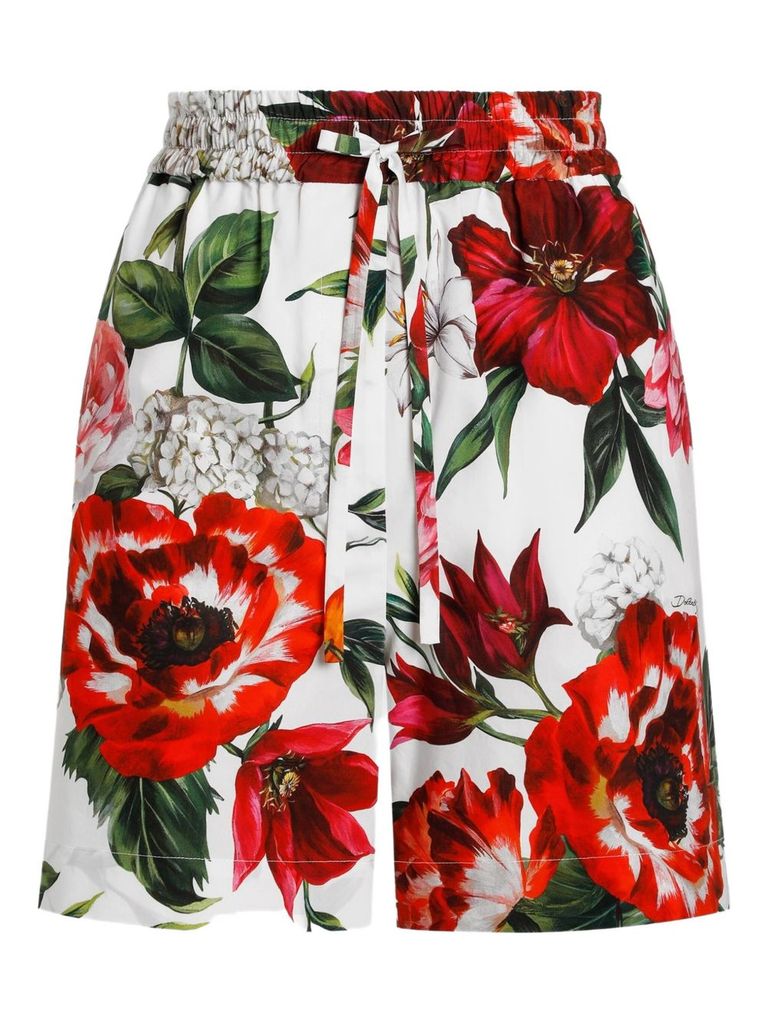 Dolce & Gabbana Multicolor Flower-print Poplin Shorts