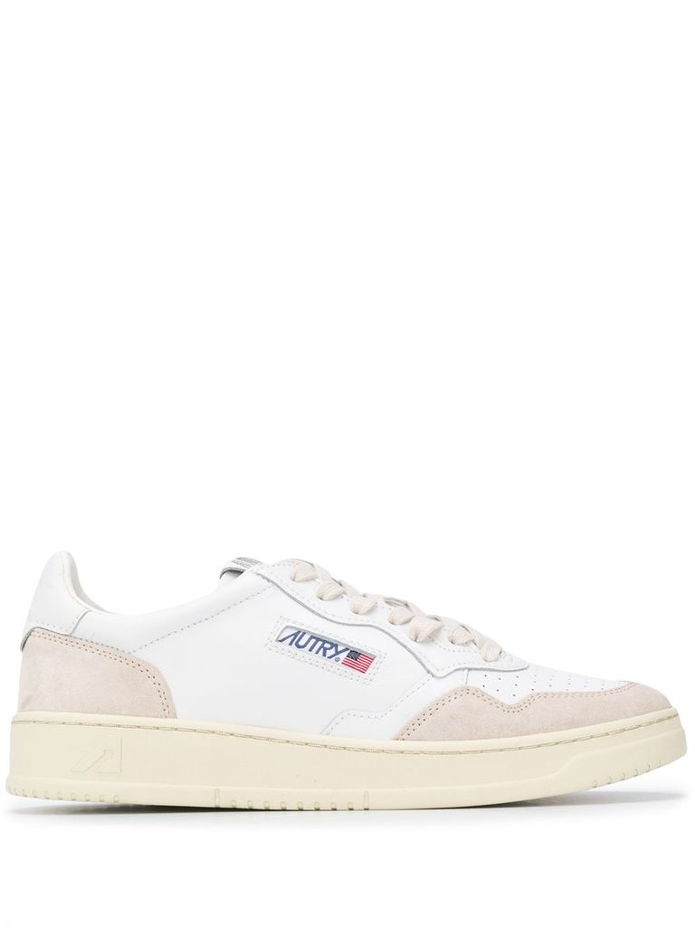 Autry 'medalist' White Low Top Sneakers With Beige Suede Details