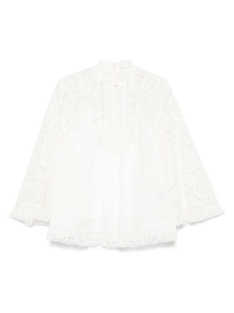 Shop Zimmermann 'ascension' White Lace Blouse