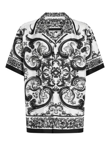 DOLCE & GABBANA - Camicia 'Hawaii' in twill di seta stampa Maiolica
