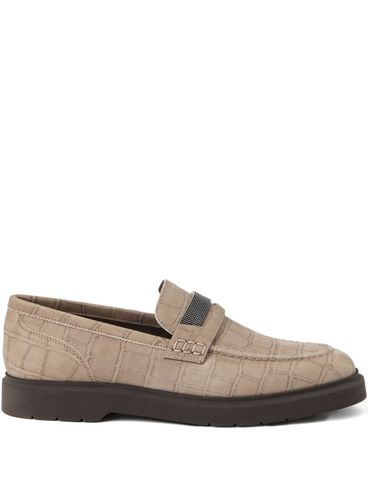 BRUNELLO CUCINELLI - Mocassini beige con dettaglio frontale