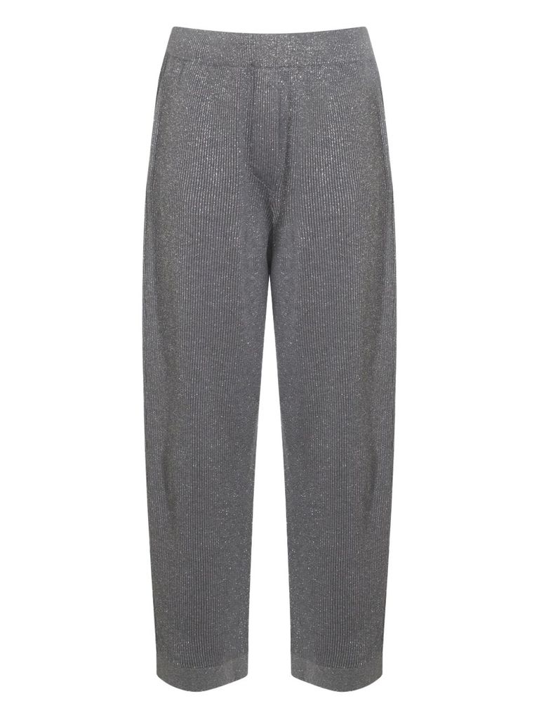 Brunello Cucinelli Ribbed Texture Elastic Waistband Shimmering Finish Trousers