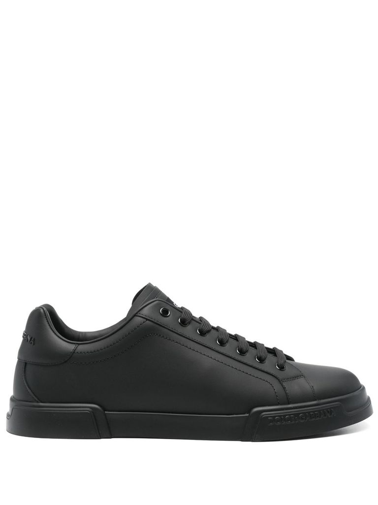 Dolce & Gabbana Portofino Light Black Sneakers With Logo Patch On The Tongue And Tonal Logo Lettering On The Heel In In Black