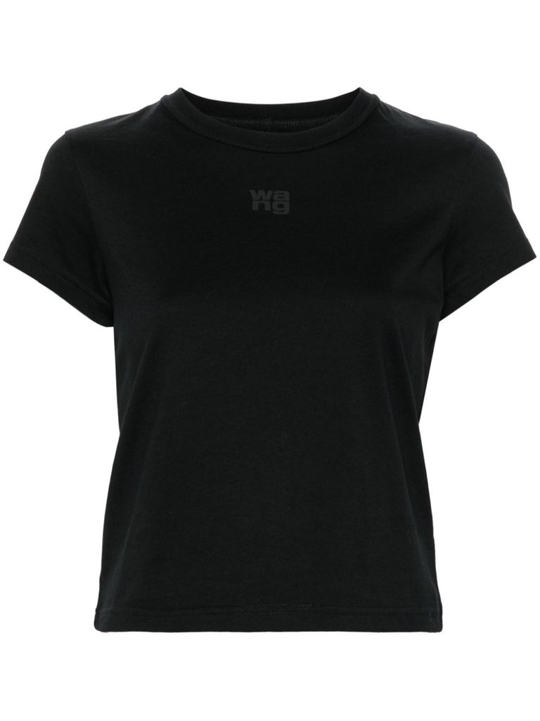 Alexander Wang Puff Logo Cotton Jersey Shrunken T-shirt Clothing In Black