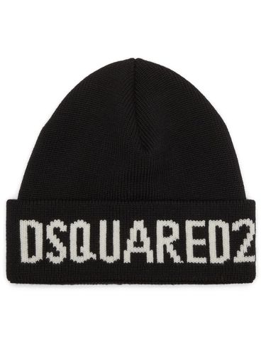 DSQUARED2 - Black wool knitted hat