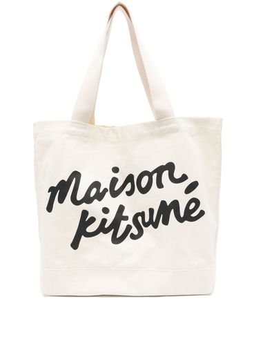 MAISON KITSUNÉ - Ecru cotton shopping bag