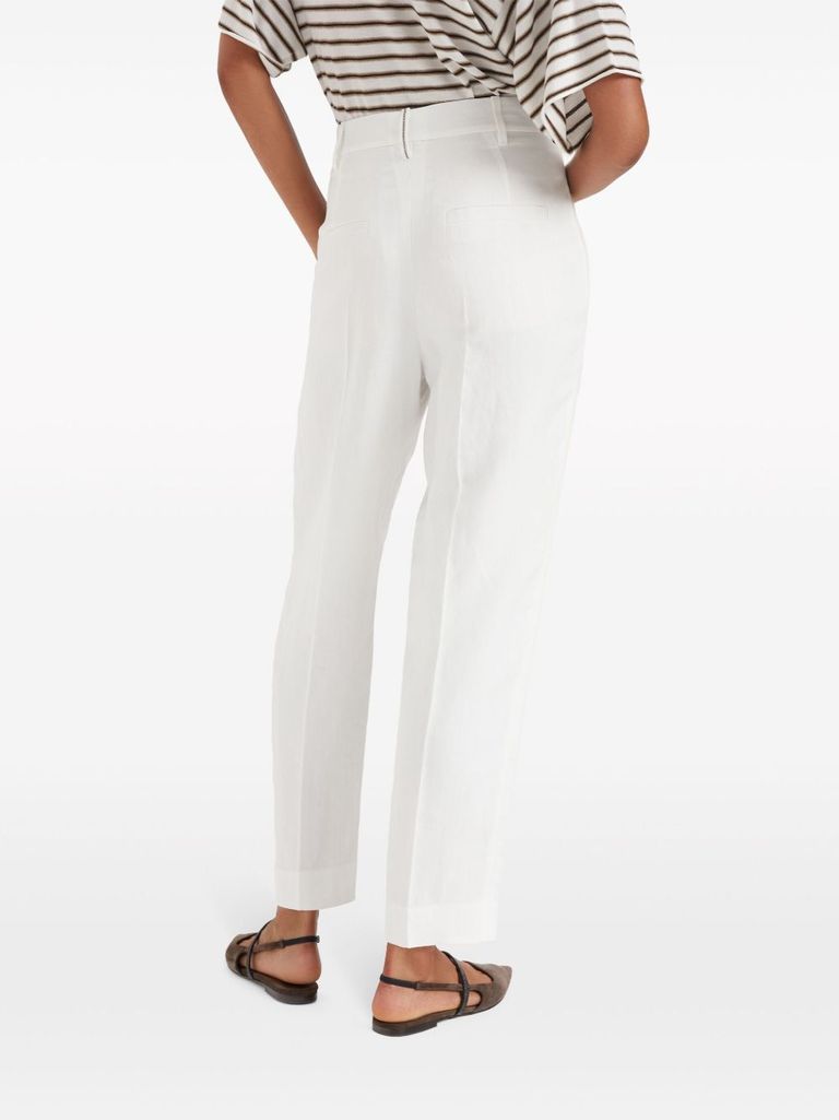 Brunello Cucinelli Viscose-linen Twill Tapered Trousers