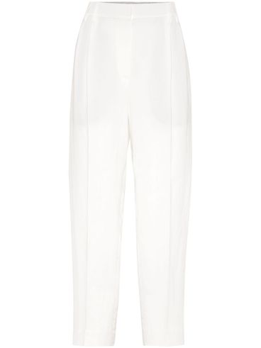BRUNELLO CUCINELLI - Pantaloni in lino bianco a vita alta