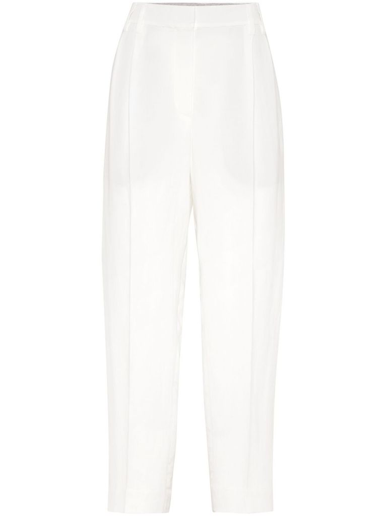 Brunello Cucinelli Viscose-linen Twill Tapered Trousers