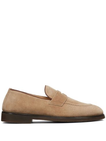 BRUNELLO CUCINELLI - Beige calf suede mocassins