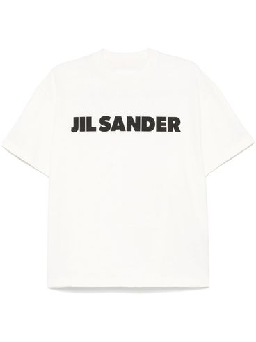 JIL SANDER - T-shirt in cotone bianco con logo nero