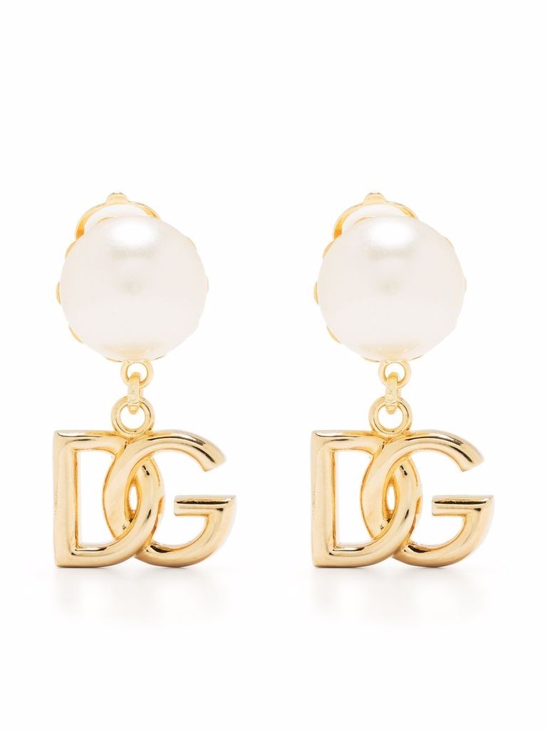 Dolce & Gabbana Logo Faux Pearl Earrings