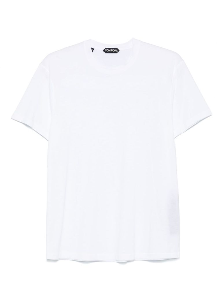 Tom Ford Crew Neck Short Sleeve T-shirt With Tonal Stitching In White