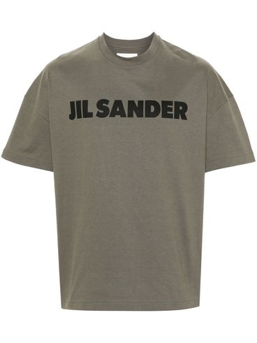 JIL SANDER - T-shirt in cotone verde oliva con stampa