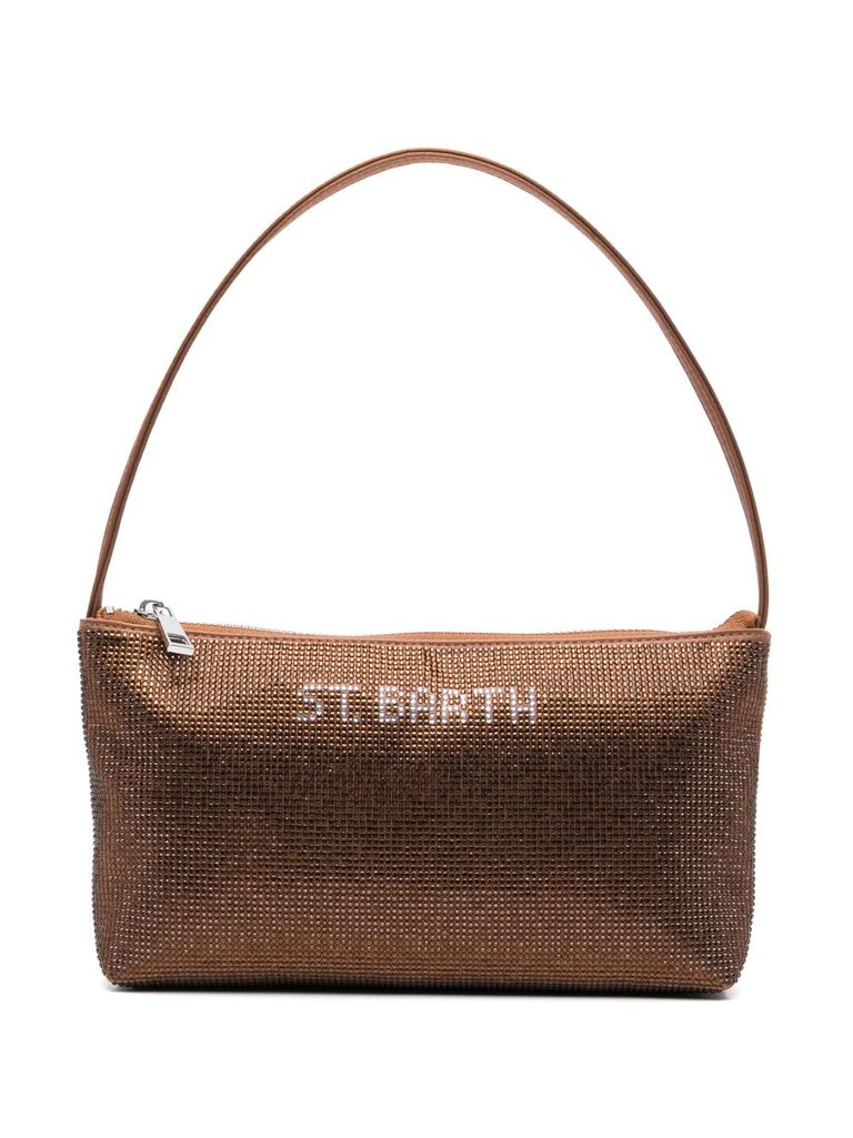 Shop Mc2 Saint Barth 'strassy' Brown Shoulder Bag