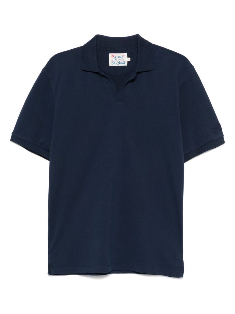 Shop Mc2 Saint Barth Blue 'charles' Cotton-blend Polo Shirt