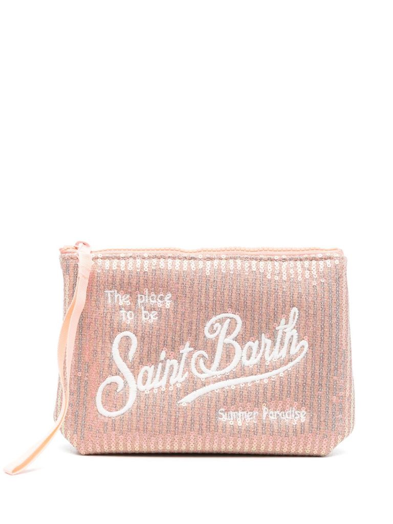 MC2 SAINT BARTH 'ALINE PAILLETTES' PINK CLUTCH BAG