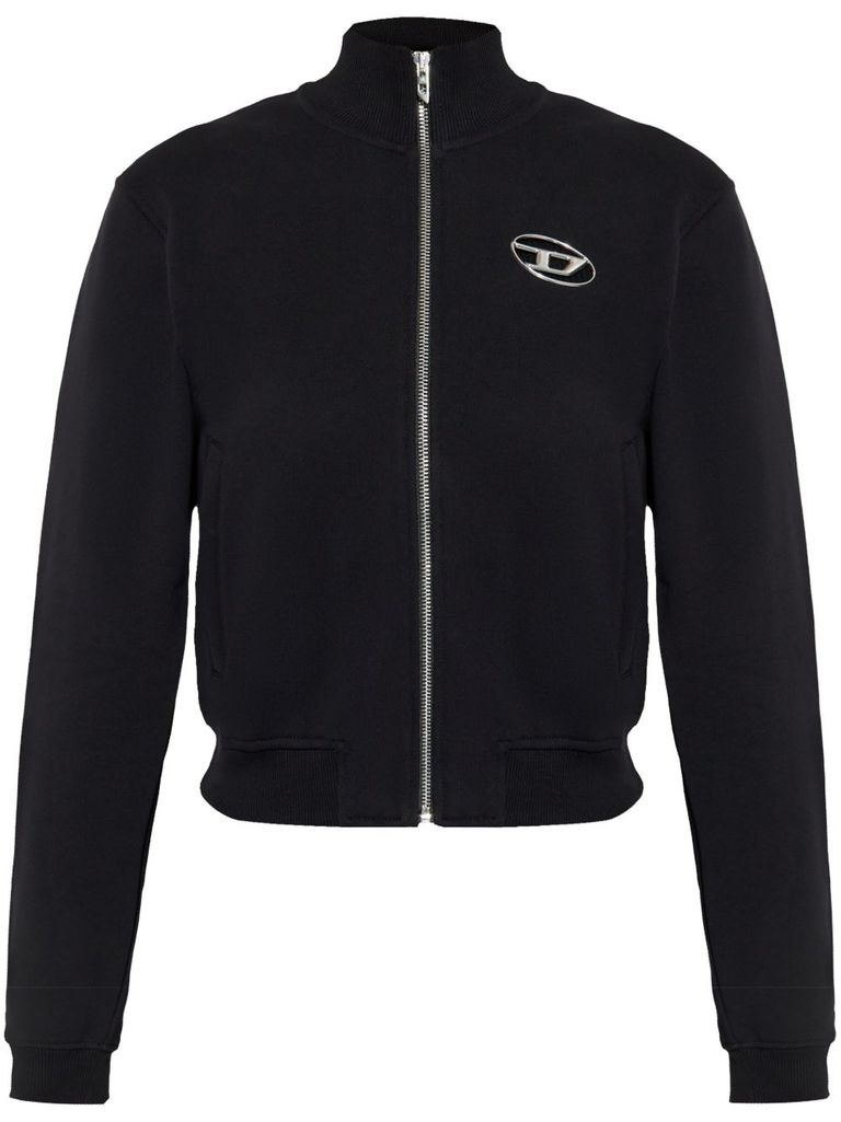 Diesel Black Cotton Zip Up Sweatshirt In Black
