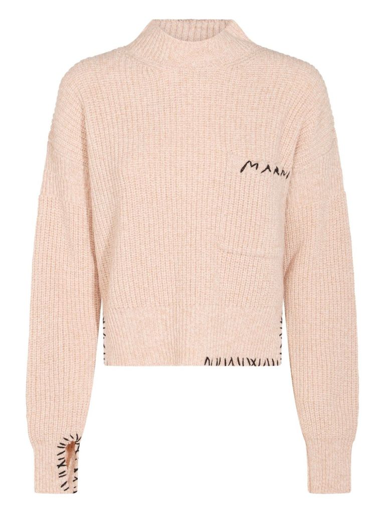Marni Ribbed Knit Crewneck Dropped Shoulders