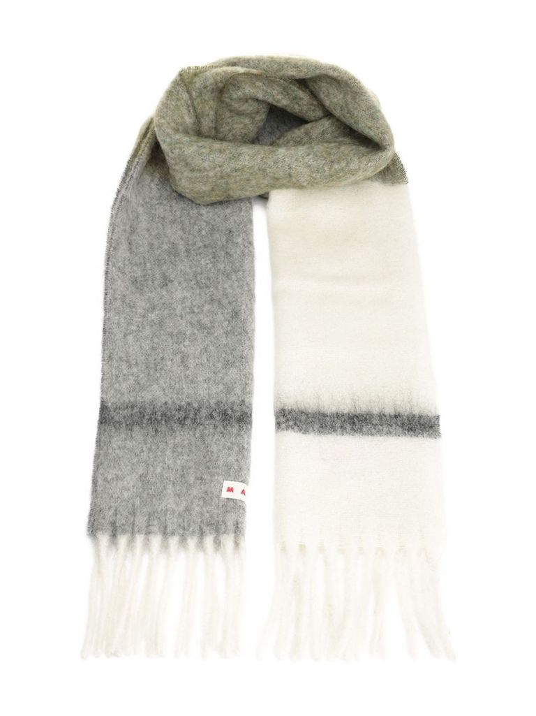 Marni Striped Alpaca Scarf Scarves And Foulards Grey In Multi